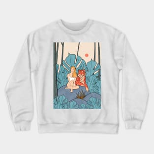 The Girl And The Tiger Crewneck Sweatshirt